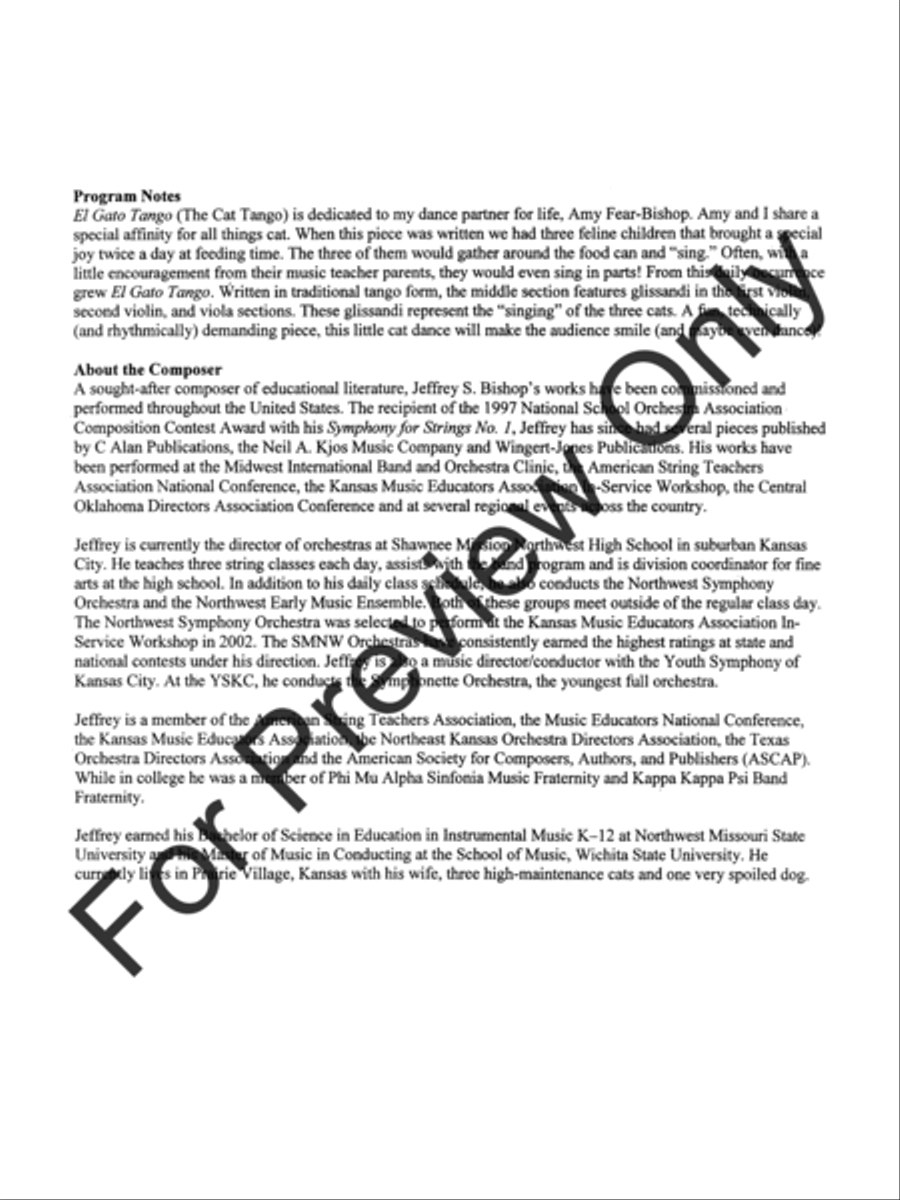 El Gato Tango (Score) String Orchestra scores gallery preview page 3
