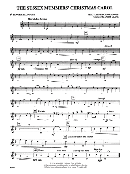 The Sussex Mummers' Christmas Carol: B-flat Tenor Saxophone