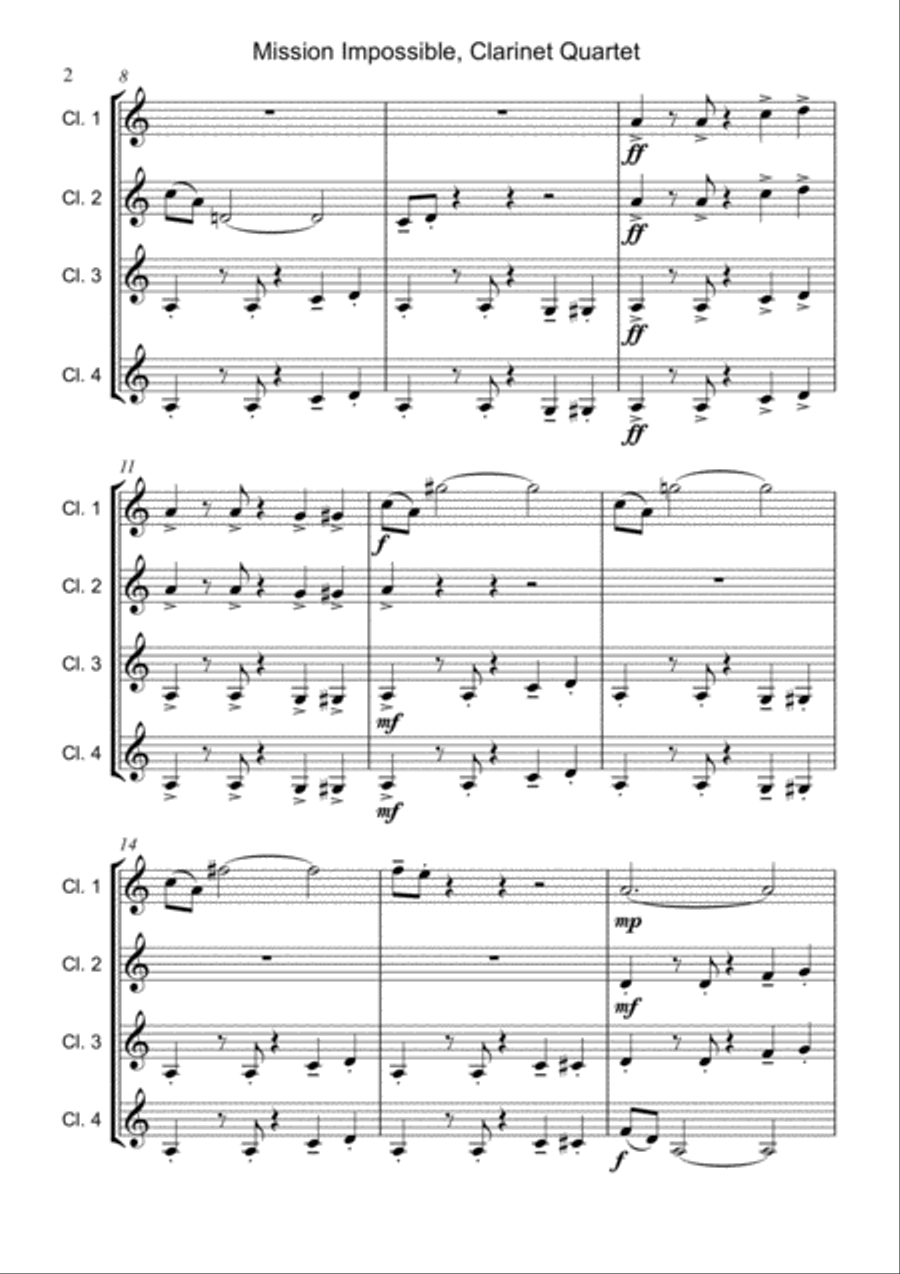Mission: Impossible Theme from the Paramount Television Series MISSION: IMPOSSIBLE Woodwind Quartet scores gallery preview page 3
