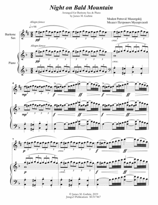 Mussorgsky: Night on Bald Mountain for Baritone Sax & Piano