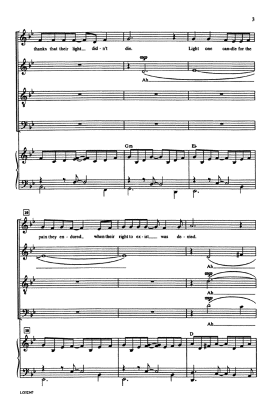 Light One Candle 4-Part scores gallery preview page 22