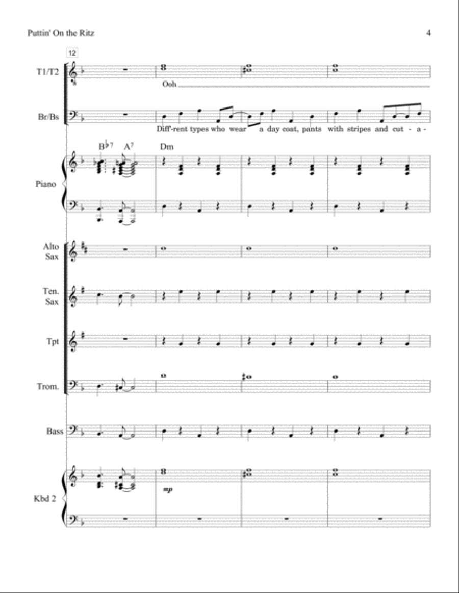 Puttin' On The Ritz Puttin' On The Ritz Small Ensemble scores gallery preview page 4