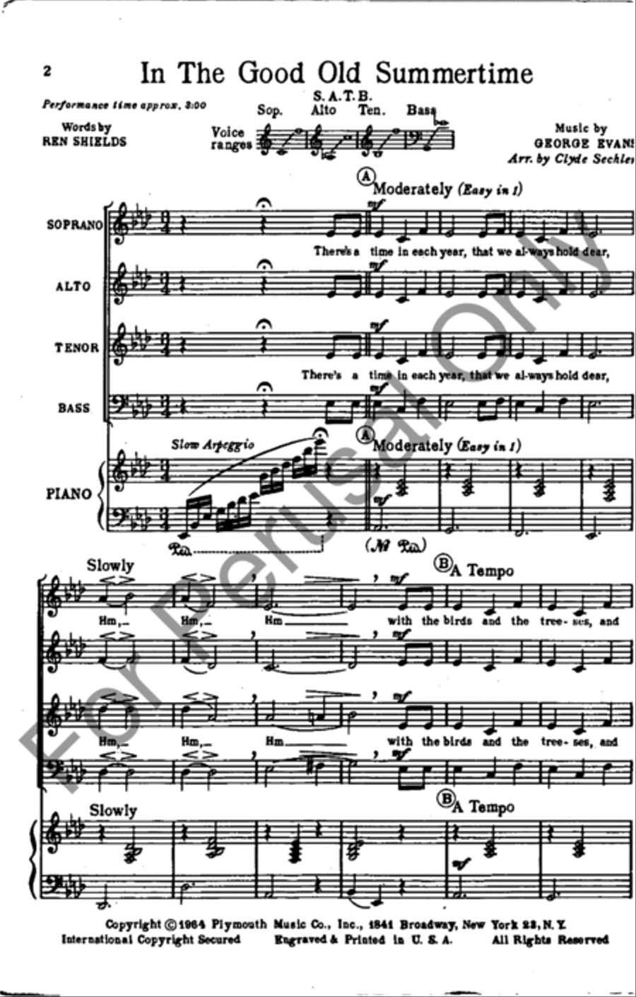 In The Good Old Summertime 4-Part scores gallery preview page 2