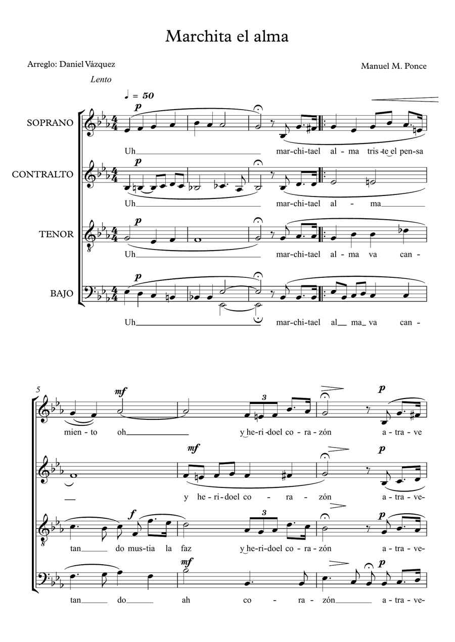 Marchita el alma. 4-Part scores gallery preview page 1