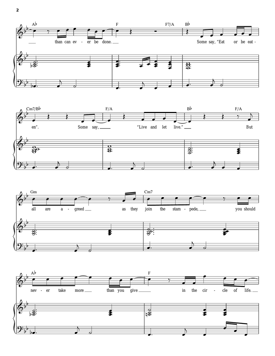 Circle Of Life (from The Lion King) Piano, Vocal scores gallery preview page 2