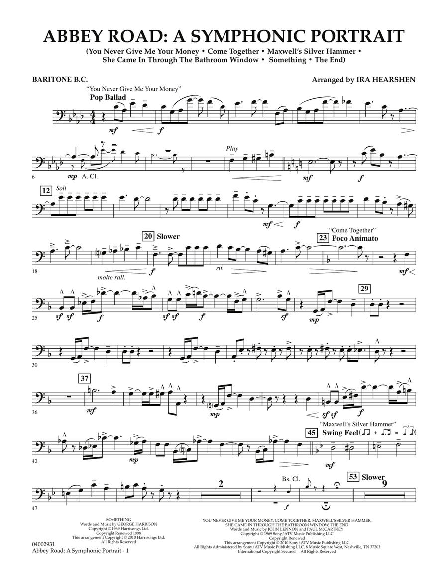 Abbey Road - A Symphonic Portrait - Baritone B.C. Concert Band scores gallery preview page 1