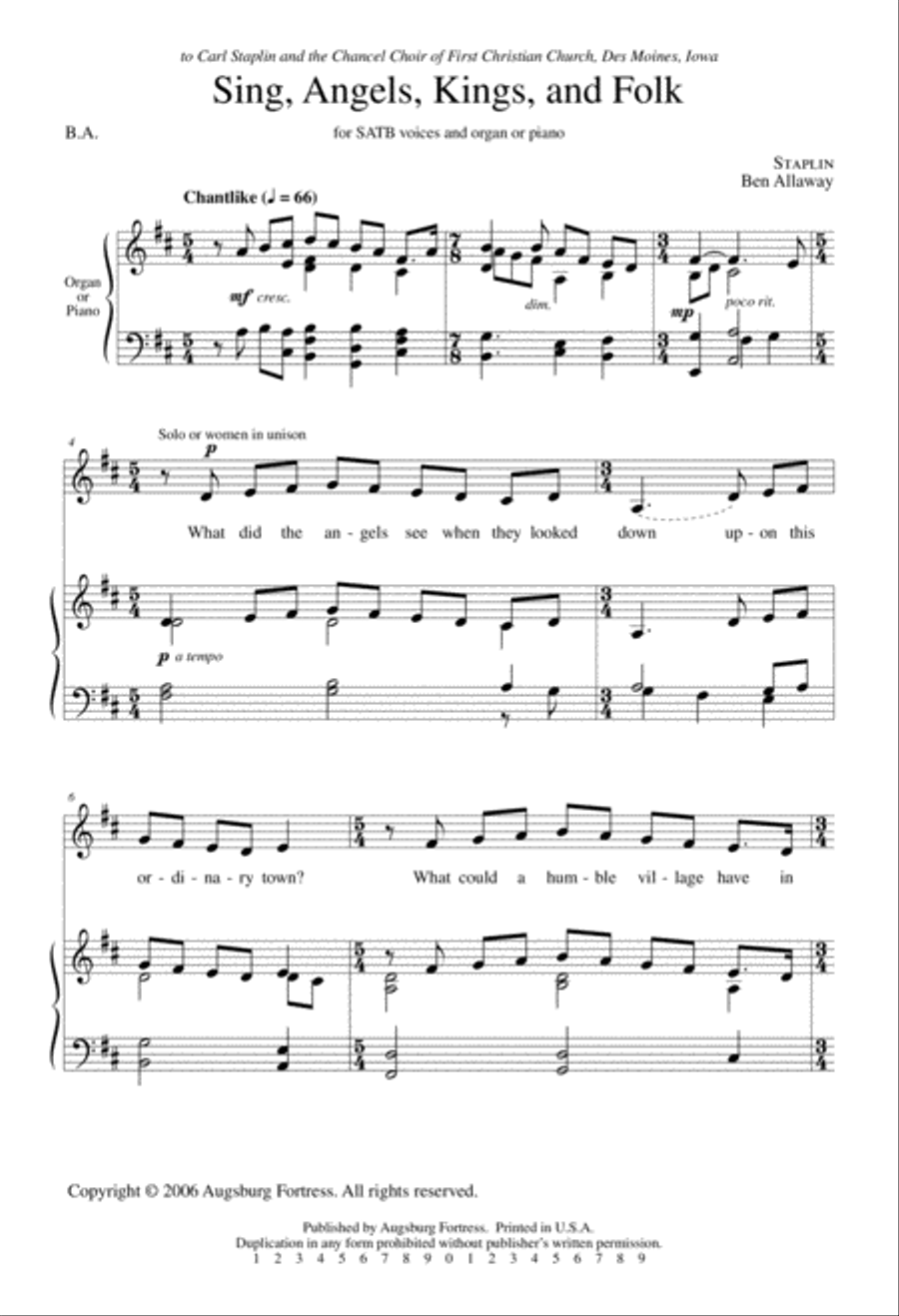 Sing, Angels, Kings and Folk 4-Part scores gallery preview page 2
