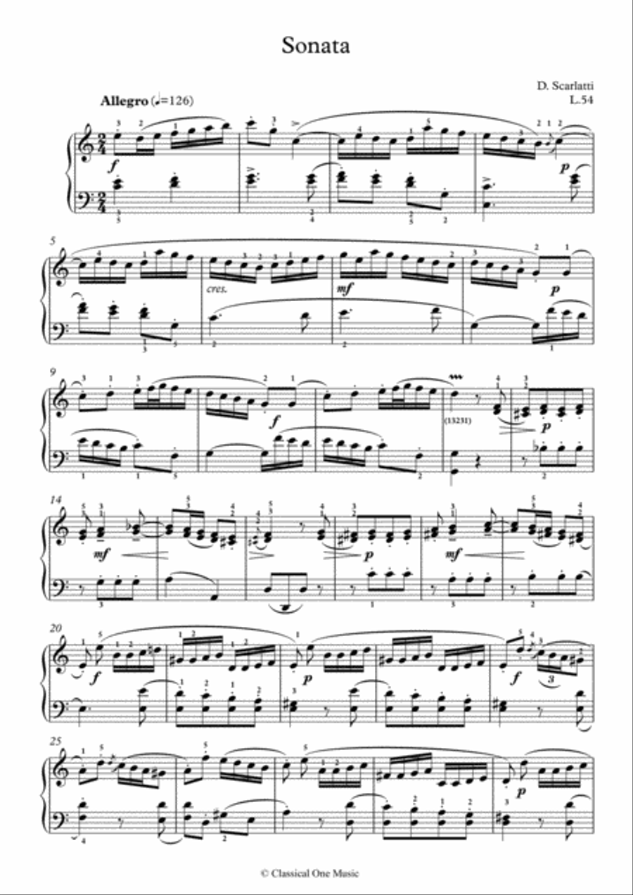 Scarlatti-Sonata in C-Major L.54 K.200(piano) Piano Solo scores gallery preview page 2