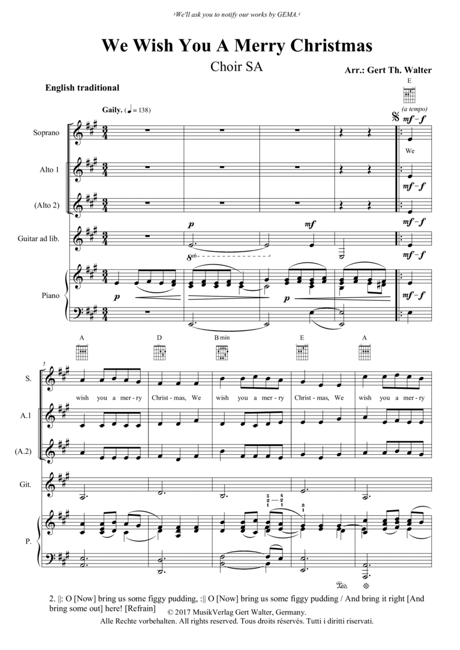 We Wish You A Merry Christmas SA scores gallery preview page 1