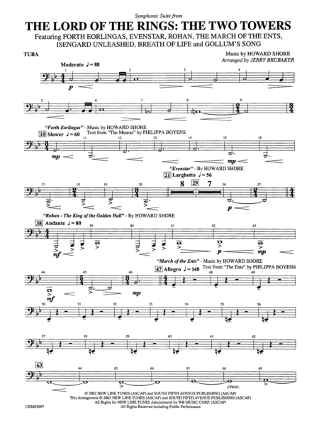 The Lord of the Rings: The Two Towers, Symphonic Suite from: Tuba