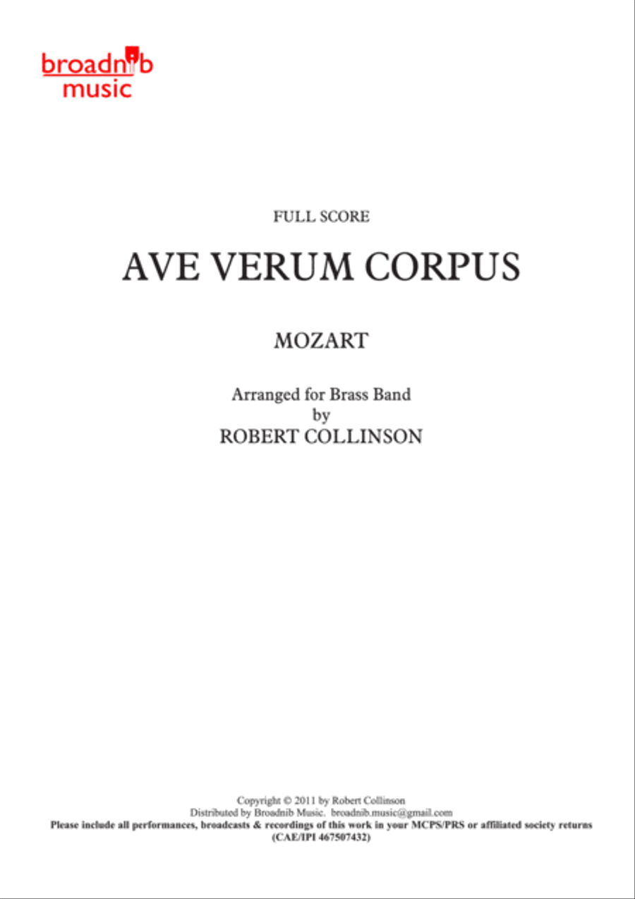 AVE VERUM CORPUS (Mozart) - Score only Brass Ensemble scores gallery preview page 1