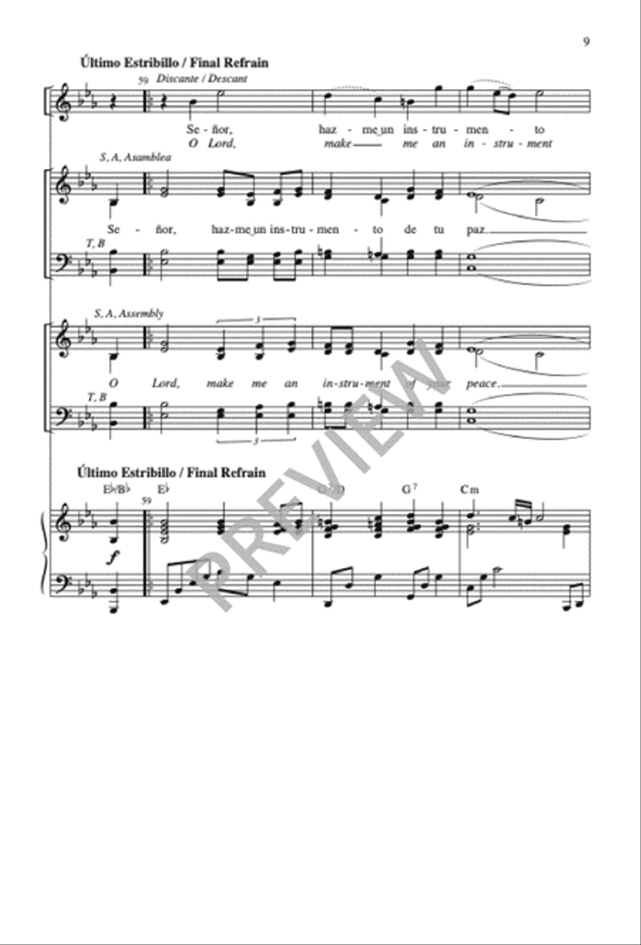 Oración de San Francisco / Prayer of Saint Francis 4-Part scores gallery preview page 10