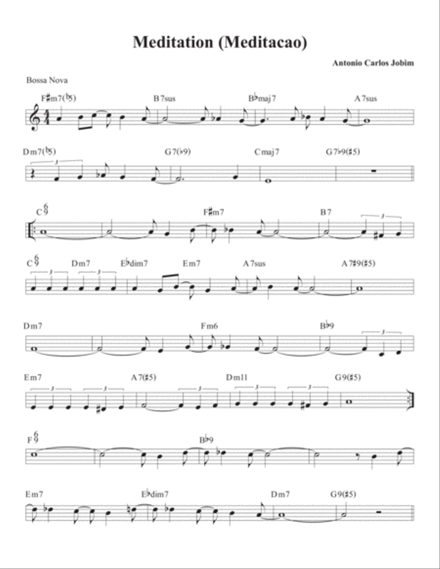 Meditation (meditacao) Meditation (meditacao) Piano, Vocal, Guitar scores gallery preview page 1