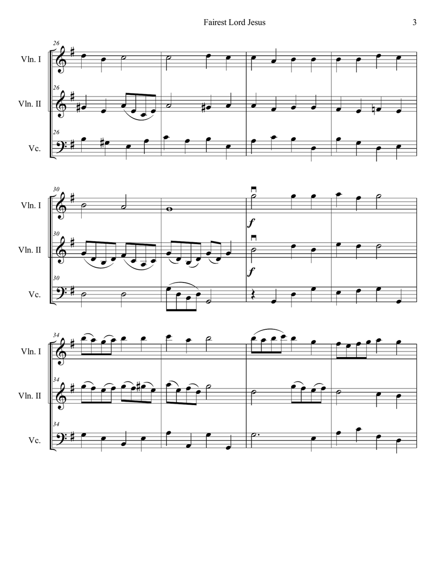 Fairest Lord Jesus String Trio scores gallery preview page 3