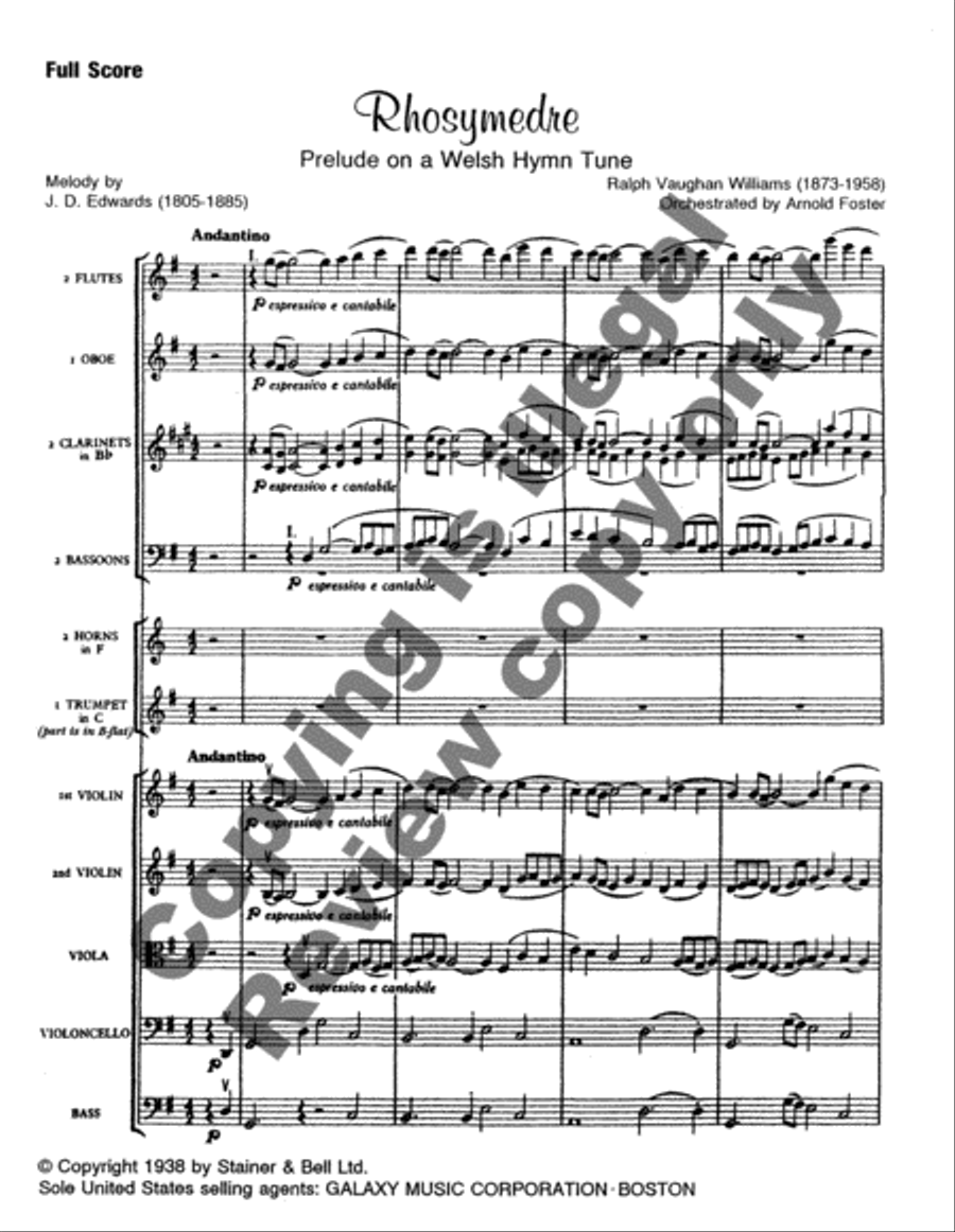 Rhosymedre, Prelude On a Welsh Hymn Tune (Additional Orchestra Score) Full Orchestra scores gallery preview page 3