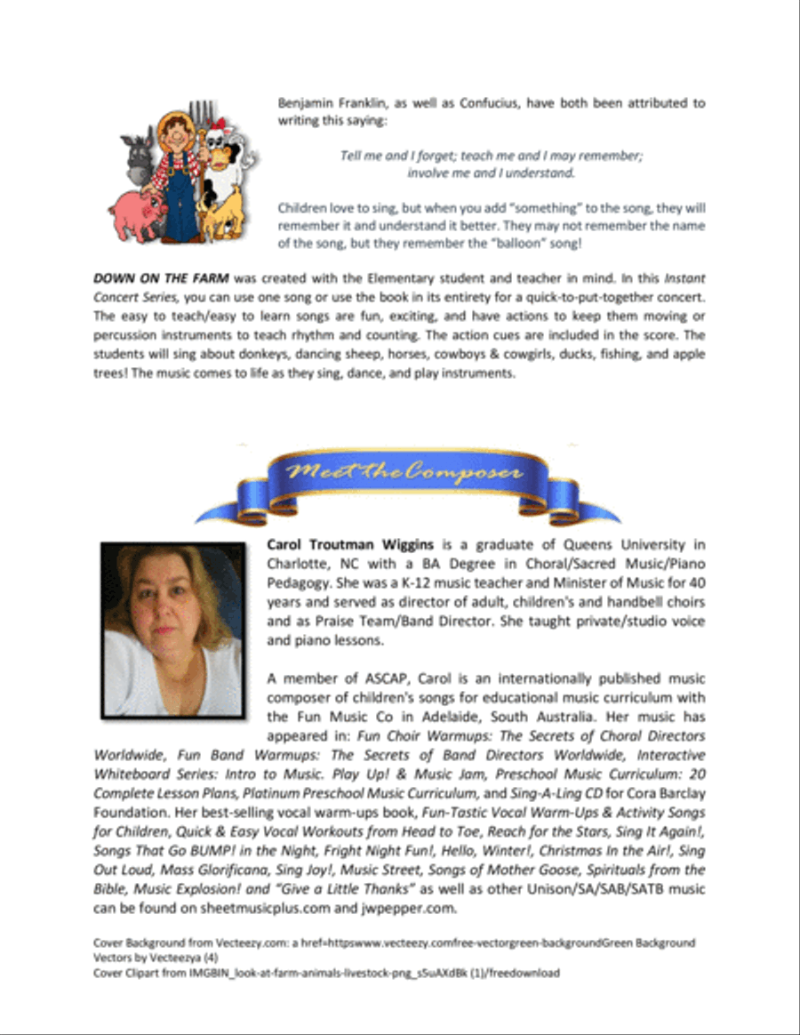 Down On the Farm (12 Down-Home, Country Songs for Elementary Students) Unison Unison Choir scores gallery preview page 4