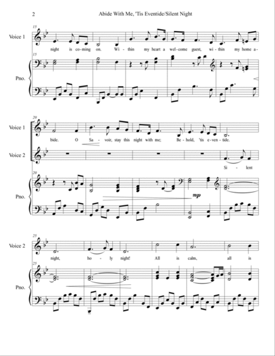 Abide With Me, 'Tis Eventide/Silent Night Piano scores gallery preview page 2