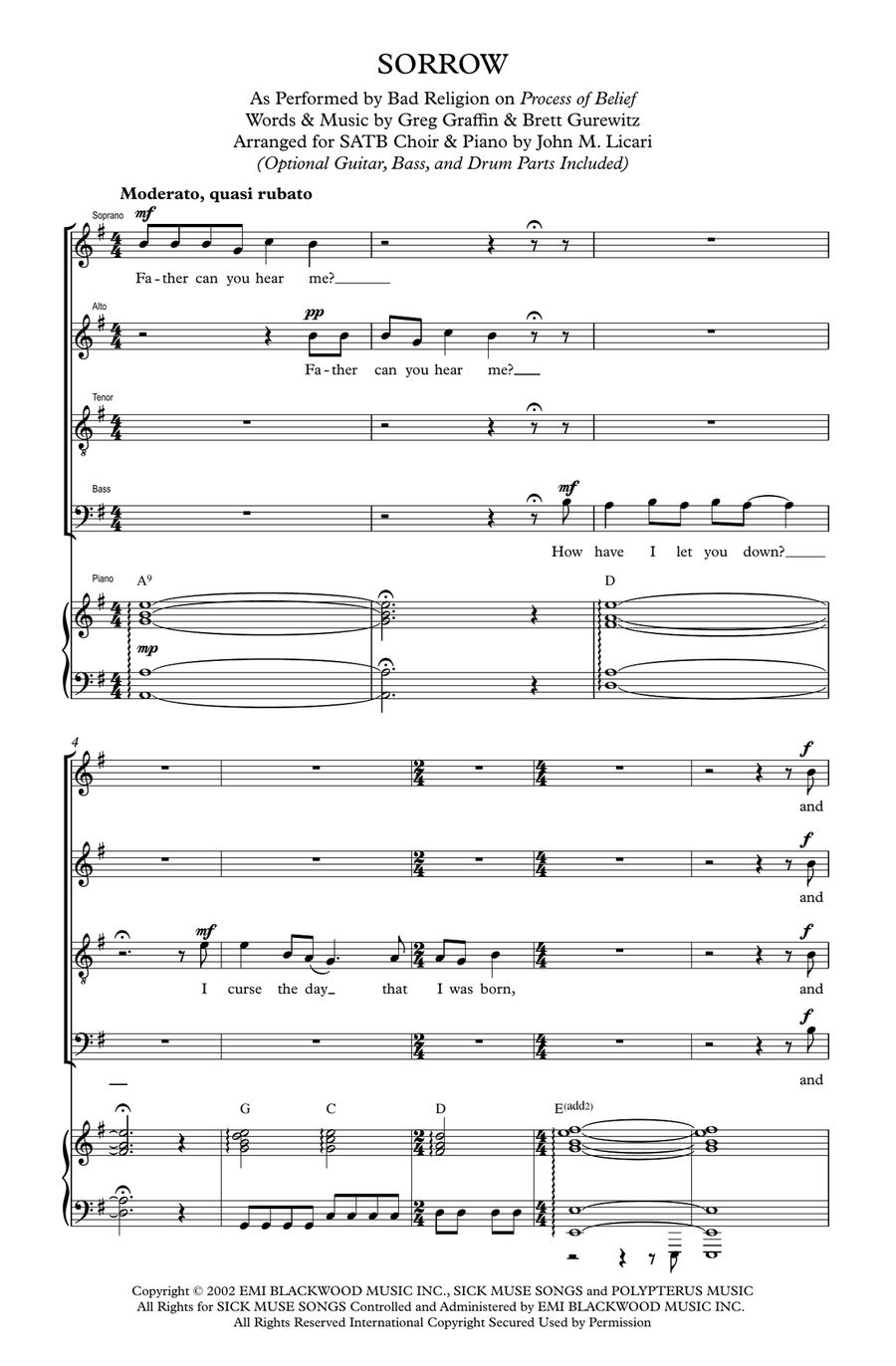 Sorrow 4-Part scores gallery preview page 3