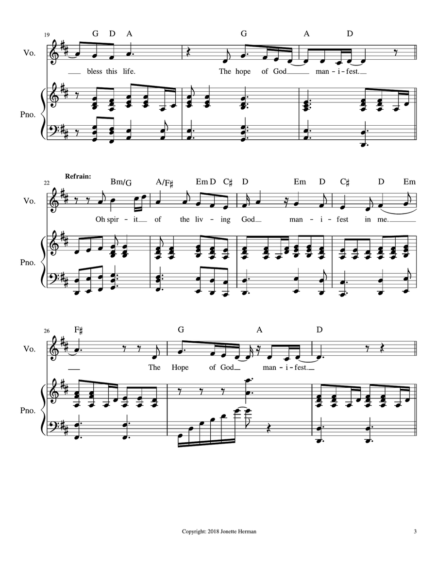 God Manifest God Manifest Piano, Vocal scores gallery preview page 3