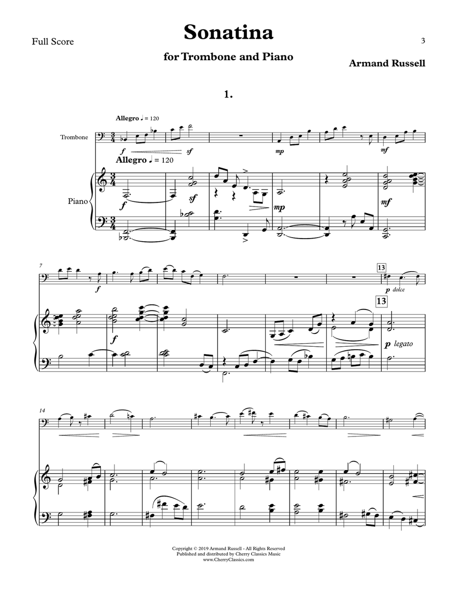 Sonatina for Trombone and Piano Piano scores gallery preview page 3