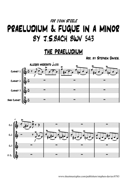 ‘Praeludium & Fugue In A Minor' by J.S.Bach BWV543 for Clarinet Quartet image number null