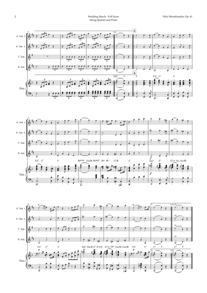 Wedding March by Mendelssohn for Sax AATB Quartet and Piano with Chords image number null