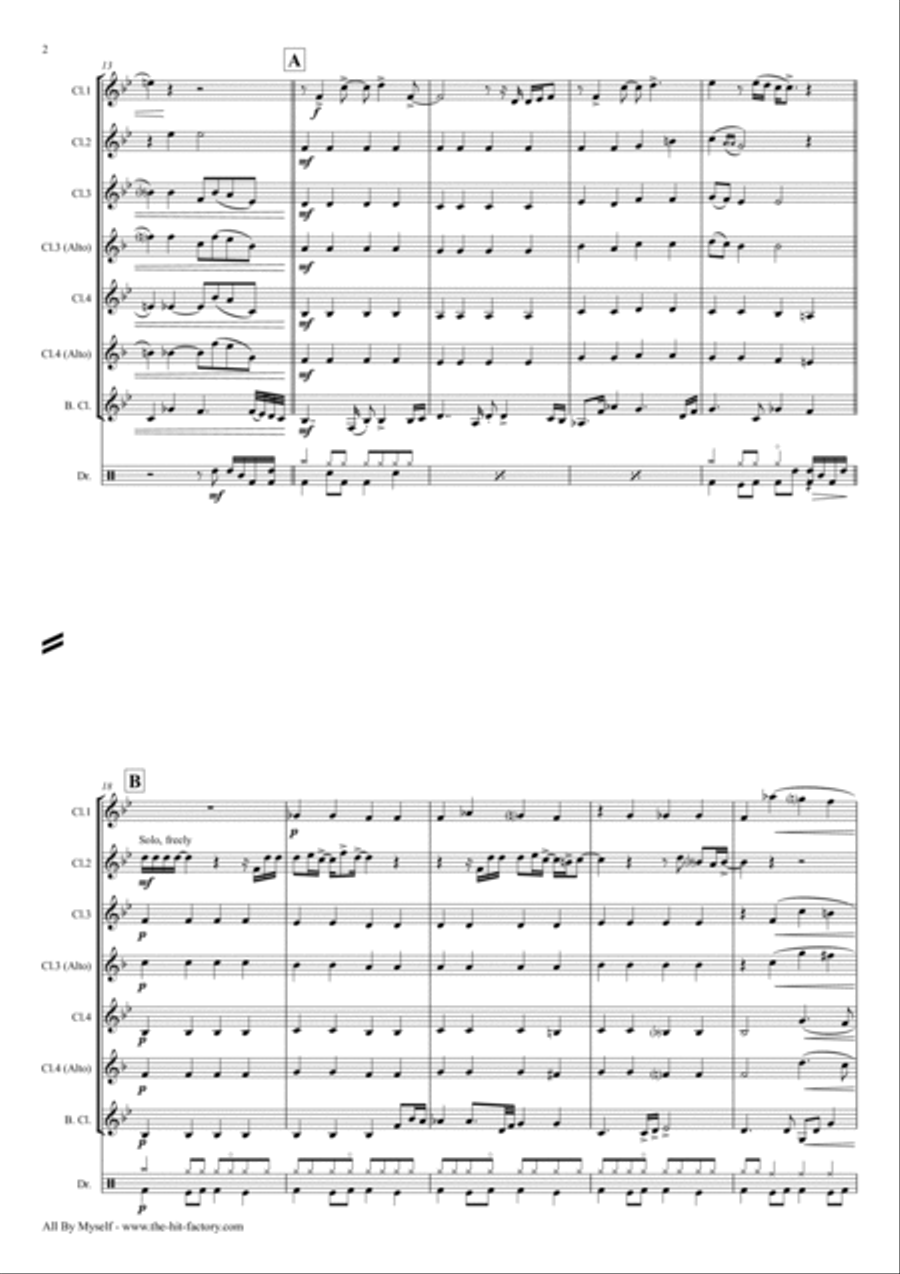 All By Myself Woodwind Ensemble scores gallery preview page 2
