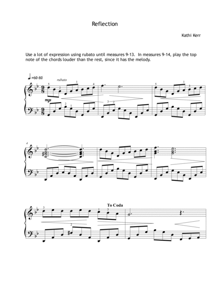 Piano song early advanced - "Reflection"