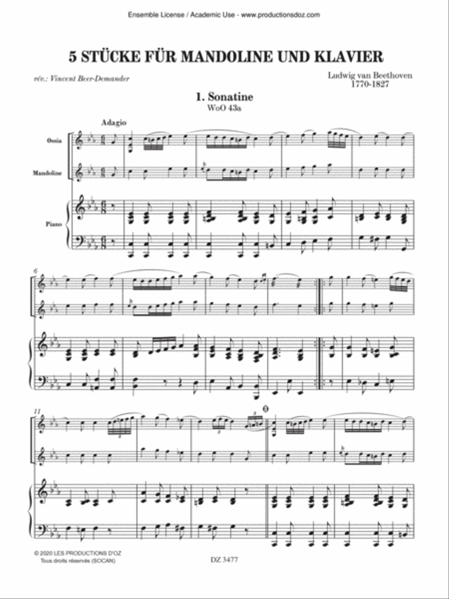 5 Stücke für Mandoline und Klavier Piano Accompaniment scores gallery preview page 3