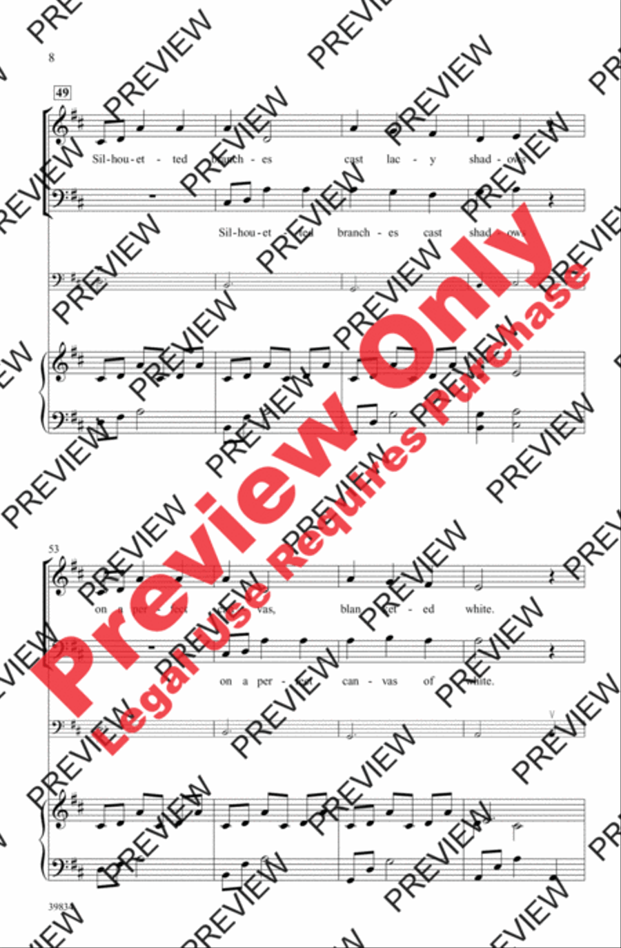 Under Winter Moon 4-Part scores gallery preview page 19