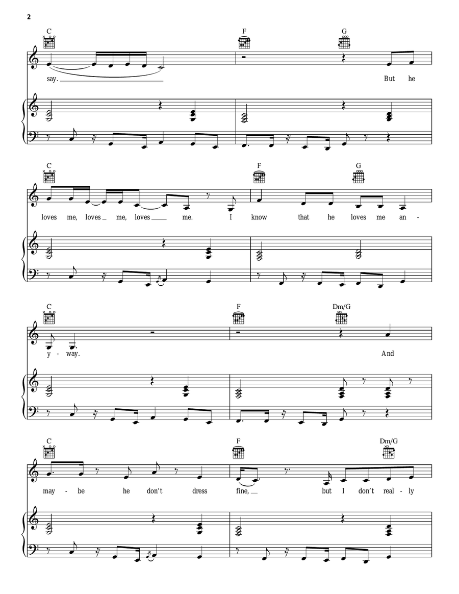 Let's Hear It For The Boy Piano, Vocal, Guitar scores gallery preview page 2