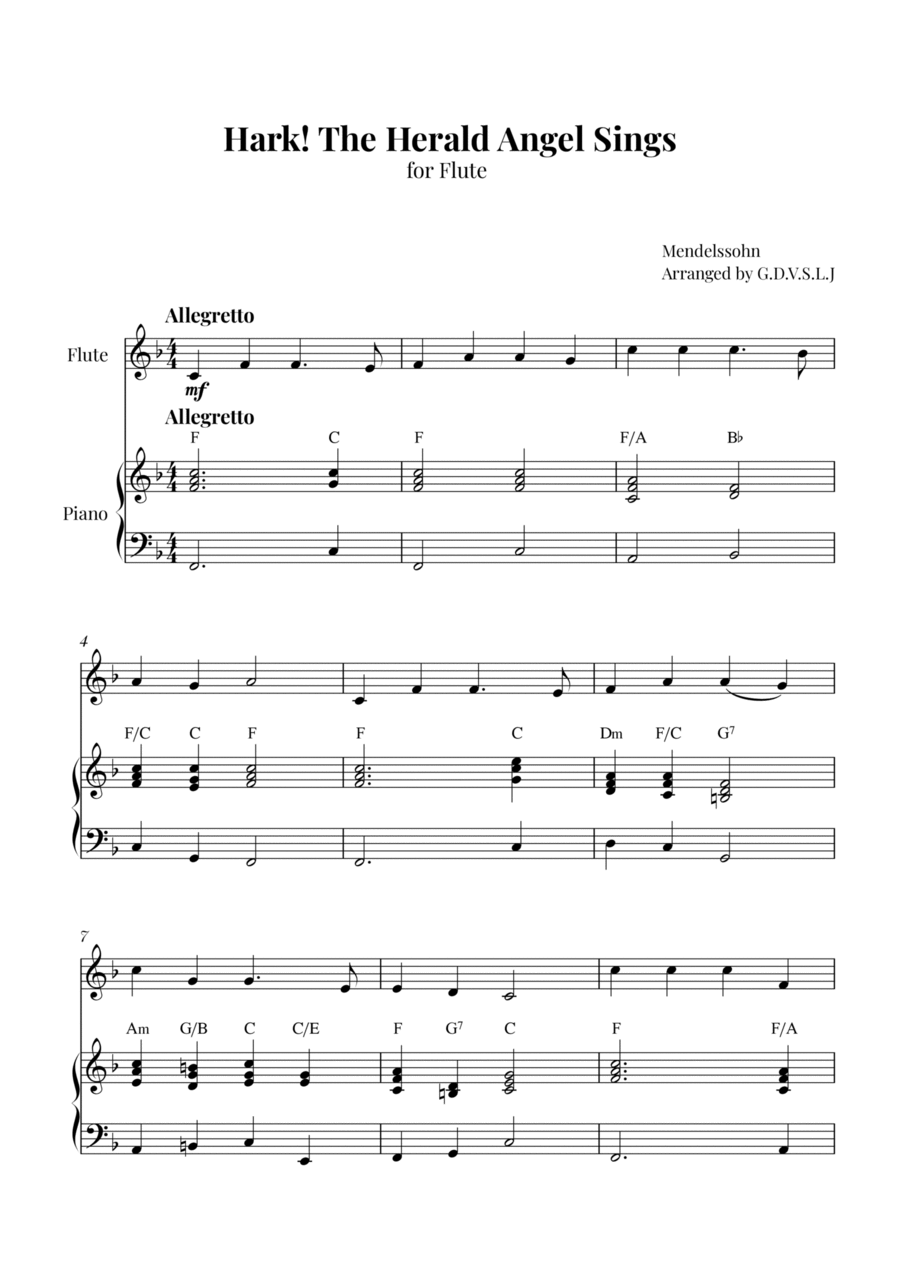 Hark! The Herald Angel Sings Flute Solo scores gallery preview page 1