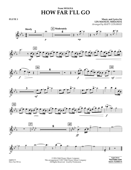 How Far I'll Go (from Moana) - Flute 1