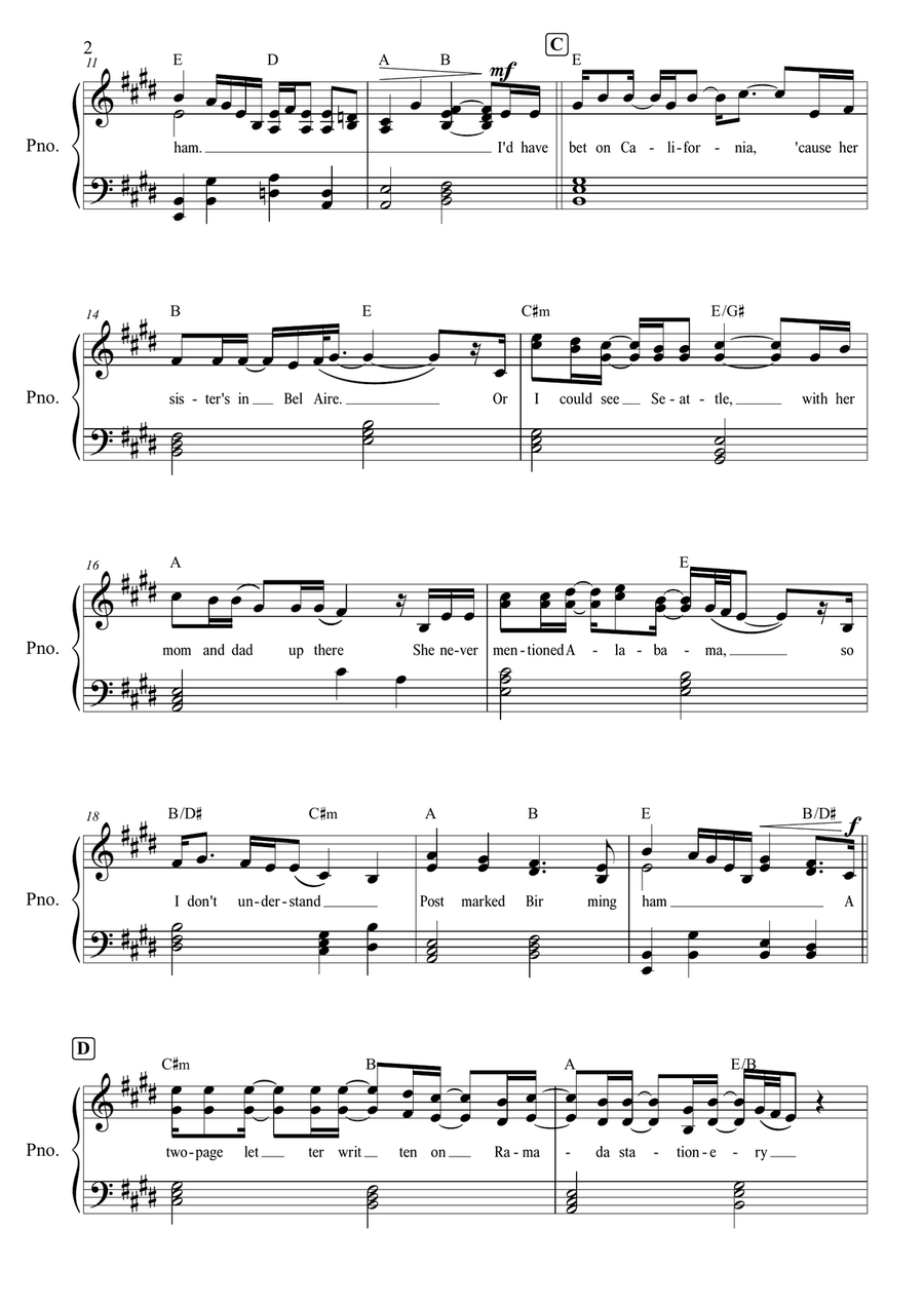 Postmarked Birmingham Postmarked Birmingham Piano, Vocal, Guitar scores gallery preview page 2