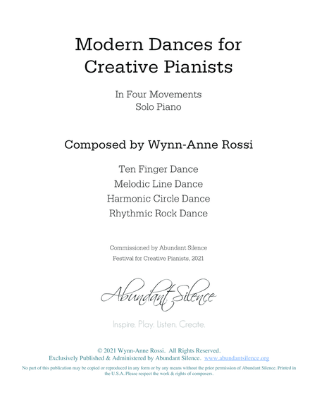 Modern Dances for Creative Pianists In Four Movements for Solo Piano
