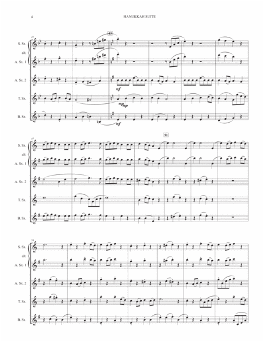 Hanukkah Suite (for Saxophone Quartet) Saxophone Quartet scores gallery preview page 4