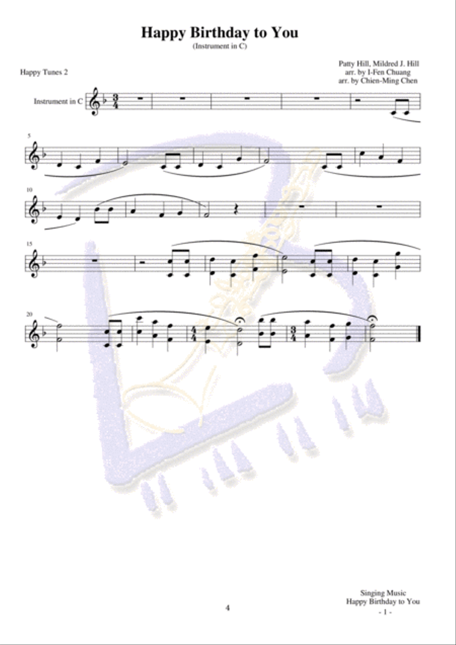 Happy Birthday to You English Horn scores gallery preview page 4