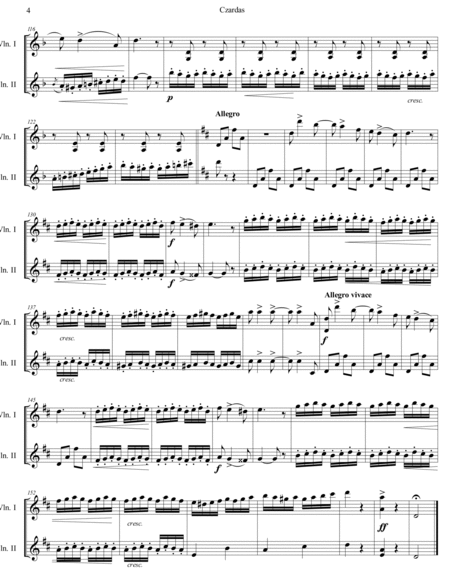 Vittorio Monti - Czardas arr. for 2 violins(score and parts)