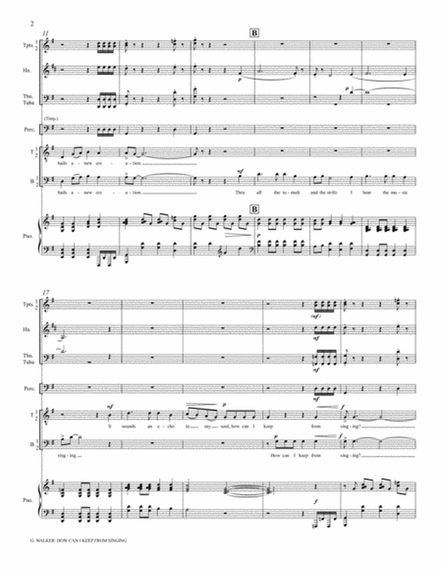How Can I Keep from Singing? (Downloadable TTBB Brass Version Full Score)