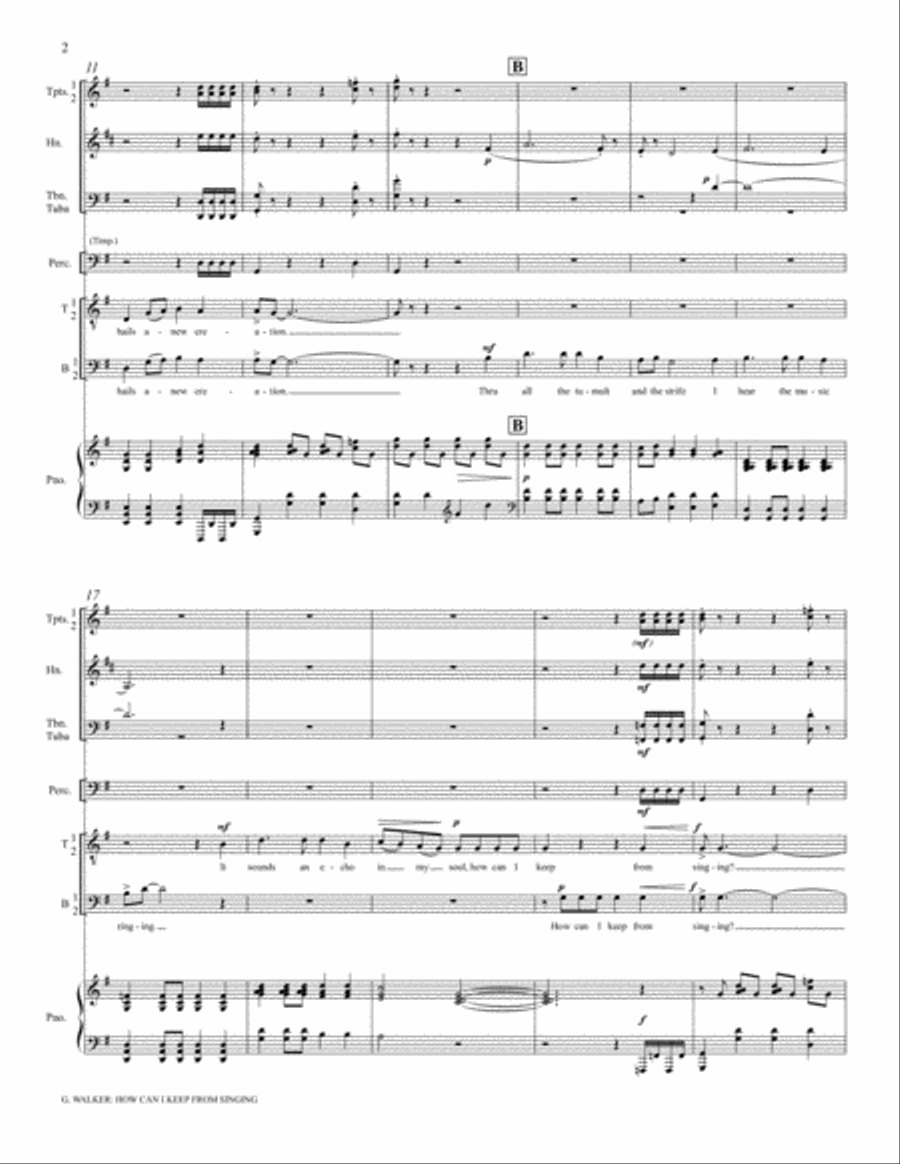 How Can I Keep from Singing? (Downloadable TTBB Brass Version Full Score)