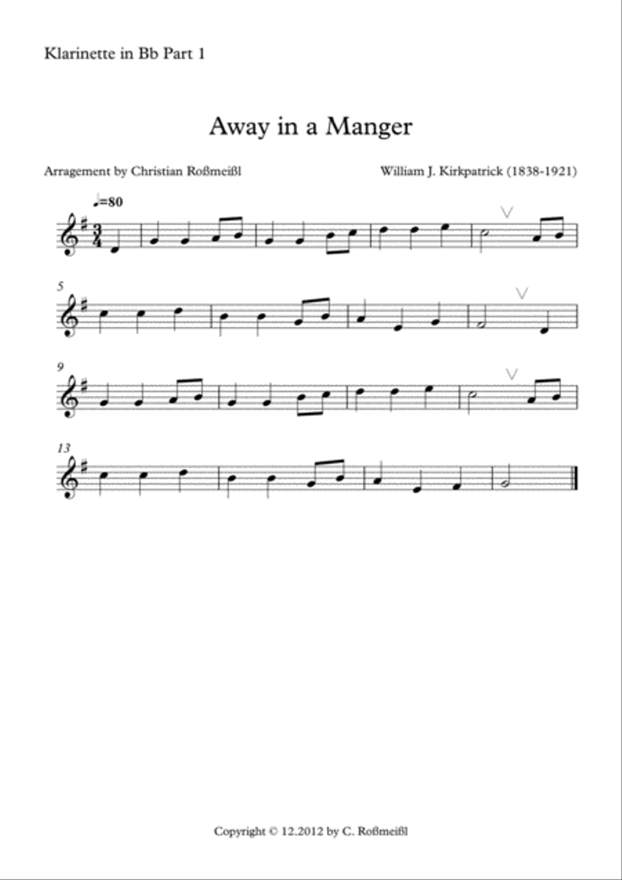 Away in The Manger for Clarinetquartett Clarinet Quartet scores gallery preview page 4