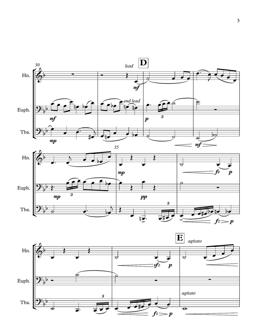 Schubert Impromptu Opus 90 for french horn, euphonium and tuba Brass Ensemble scores gallery preview page 4