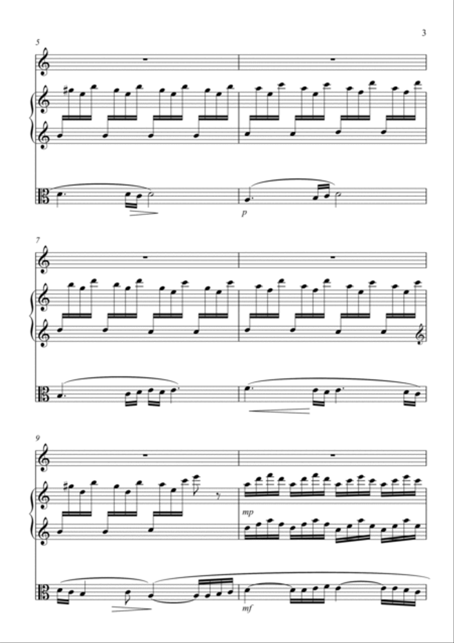 Swans are gliding through the raindrops - trio for harp, flute and viola op. 26 b Small Ensemble scores gallery preview page 3