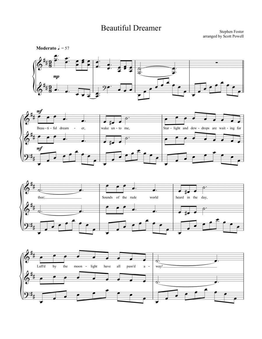 Beautiful Dreamer Beautiful Dreamer Voice scores gallery preview page 1