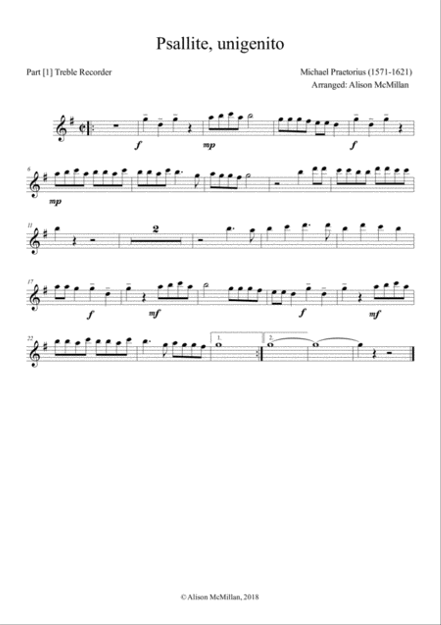 Psallite, unigenito Recorder scores gallery preview page 4