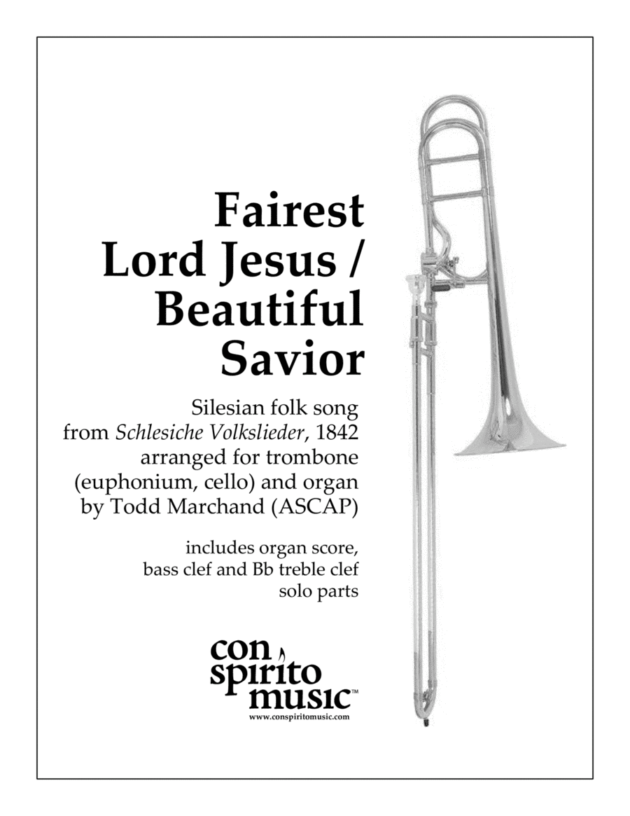 Fairest Lord Jesus / Beautiful Savior - trombone and organ Organ scores gallery preview page 1