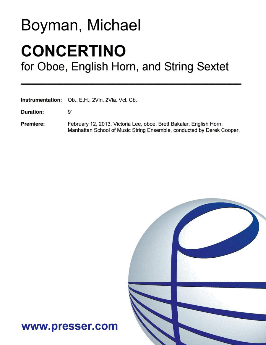 Concertino for Oboe, English Horn, and String Sextet