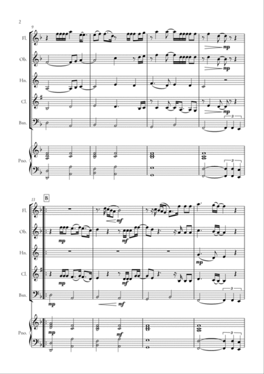 When We Were Young Woodwind Quintet scores gallery preview page 2
