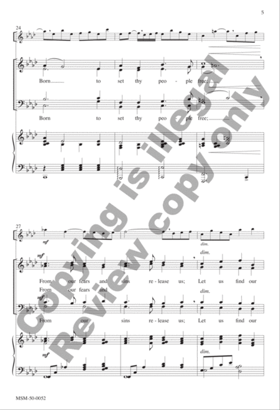 Come, Thou Long-Expected Jesus 4-Part scores gallery preview page 5