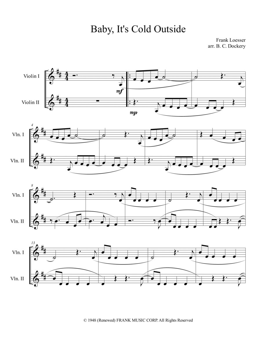 Baby, It's Cold Outside Baby, It's Cold Outside String Duet scores gallery preview page 1